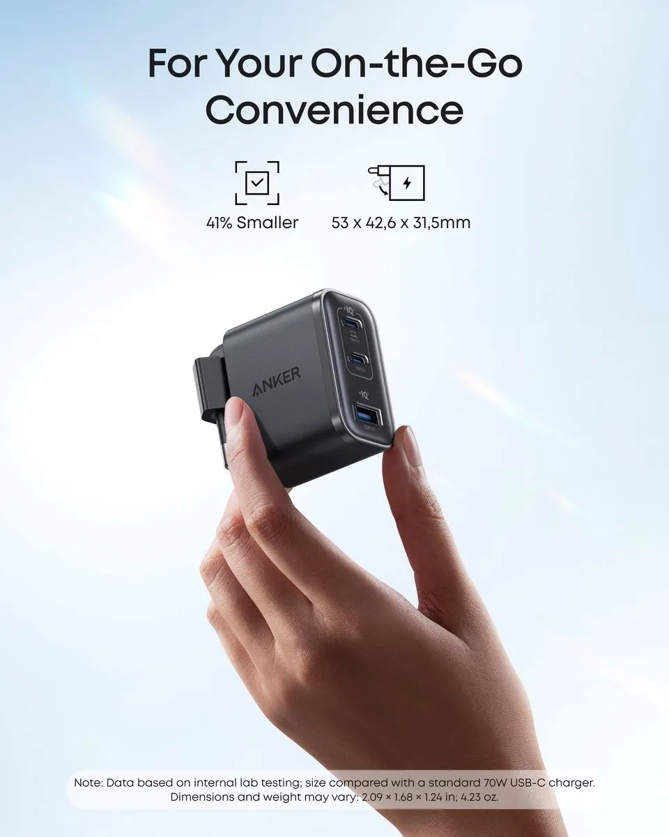 Anker Nano B121A311 Wandadapter 70W - 3 Poorten - Zwart - afbeelding 6 van 6