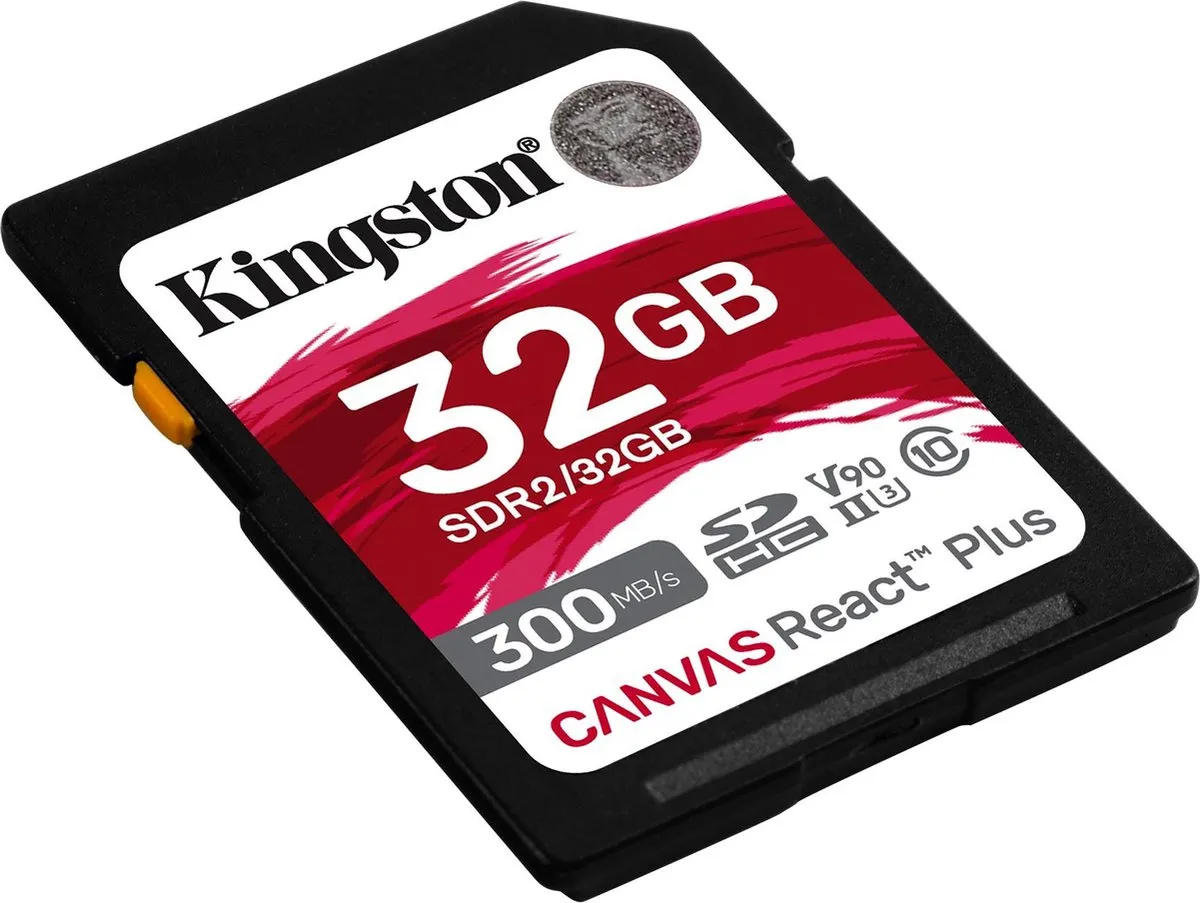 Kingston Canvas React Plus SDR2/32GB Geheugenkaart - 32GB UHS-II