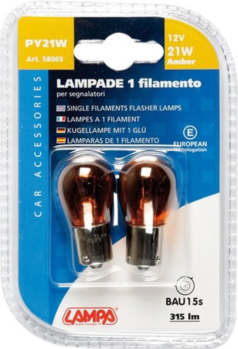 Lampa 12V PY21W Lampen - 21W Amber - 2 Stuks