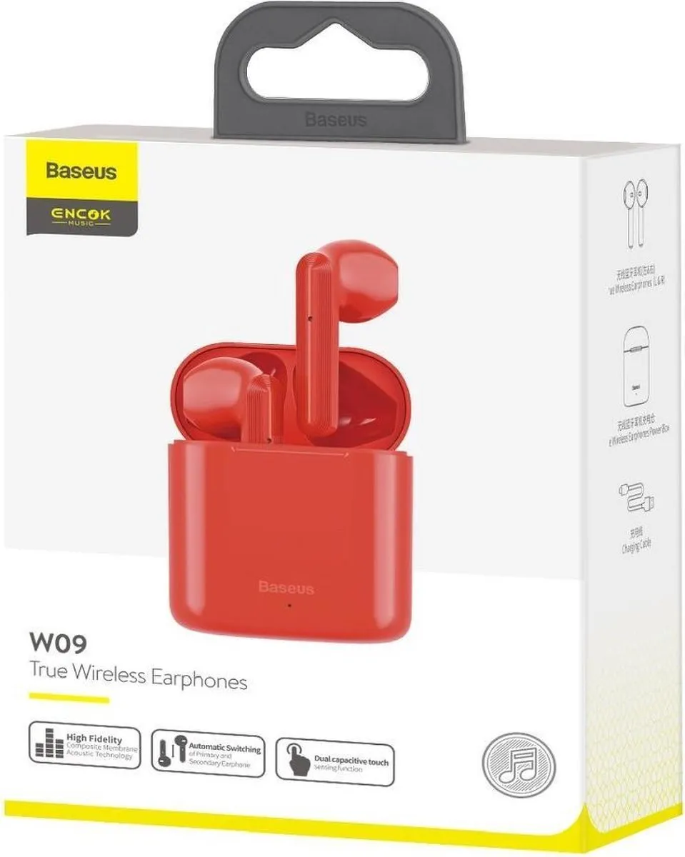 Baseus NGW09-09 Bluetooth Oordopjes - Rood