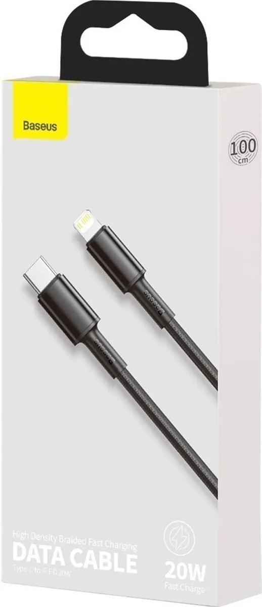 Baseus CATLGD-01 USB-C naar Lightning Kabel 1m - 20W - Zwart