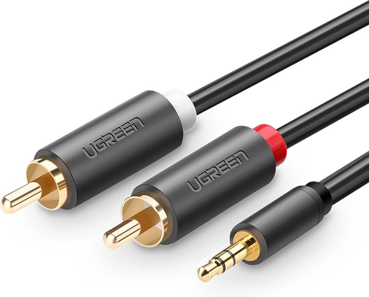 UGREEN 2x RCA naar 3.5mm Audiokabel 150cm - Zwart