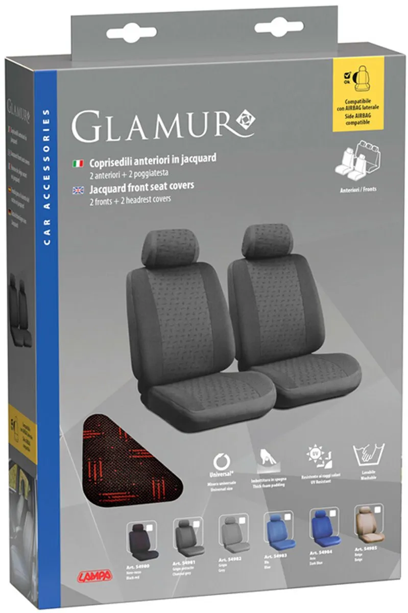 Lampa Glamur Voorstoelhoezen - Zwart Jacquard