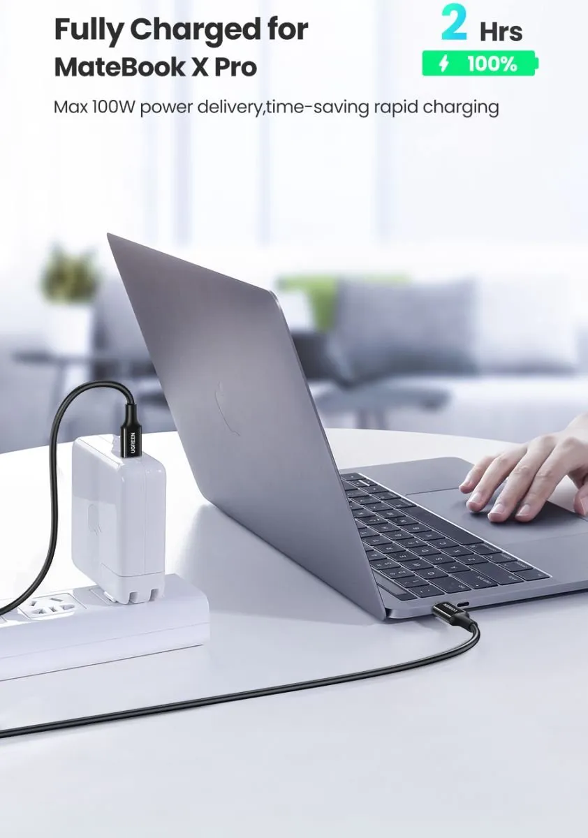 Ugreen US300 USB-C Kabel 5A 1m - Zwart - afbeelding 6 van 6