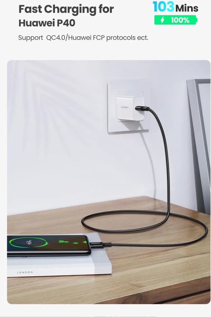 Ugreen US300 USB-C Kabel 5A 1m - Zwart