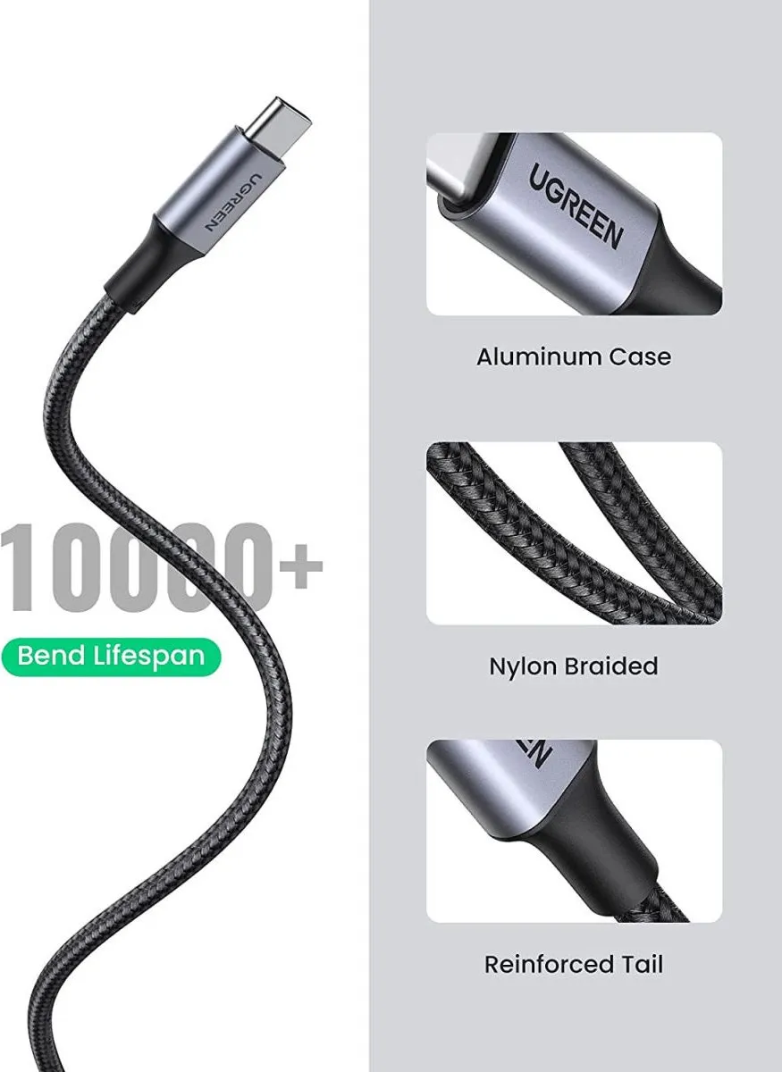UGREEN USB-A naar USB-C Kabel QC 3.0 2m - Zwart/Grijs