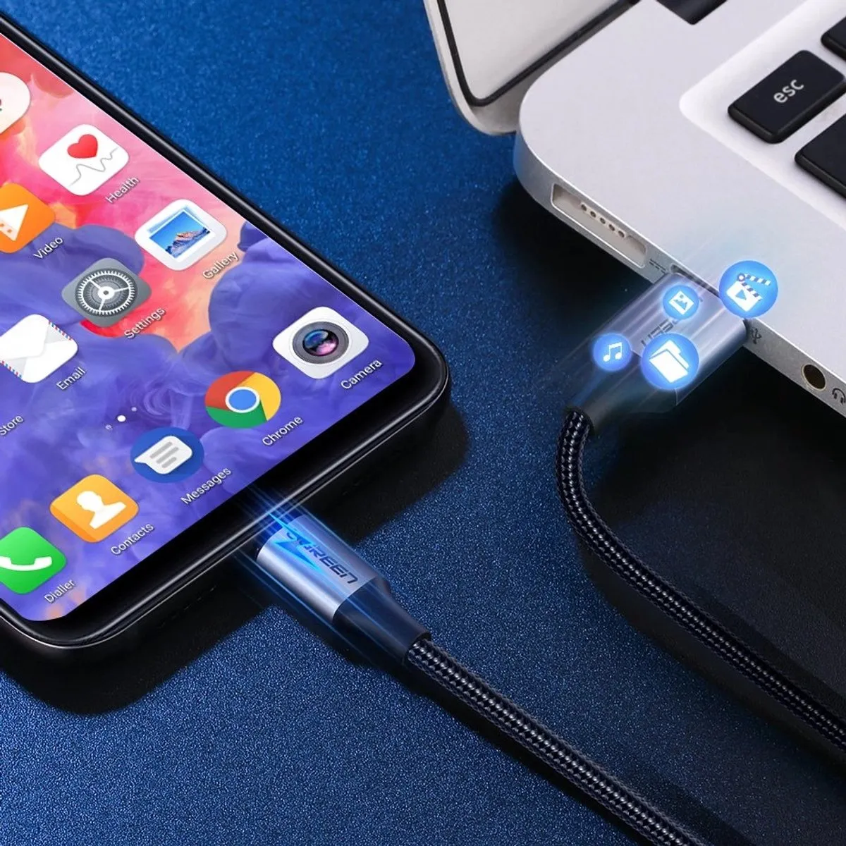 UGREEN USB-A naar USB-C Kabel QC 3.0 2m - Zwart/Grijs