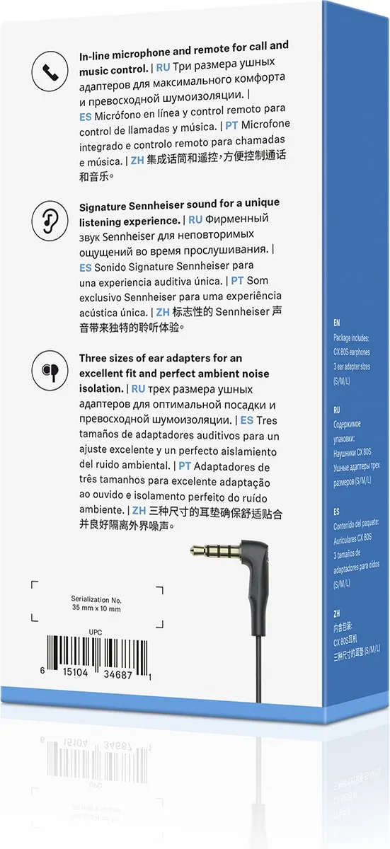 Sennheiser CX 80S In-ear Hoofdtelefoon - Zwart - afbeelding 6 van 6