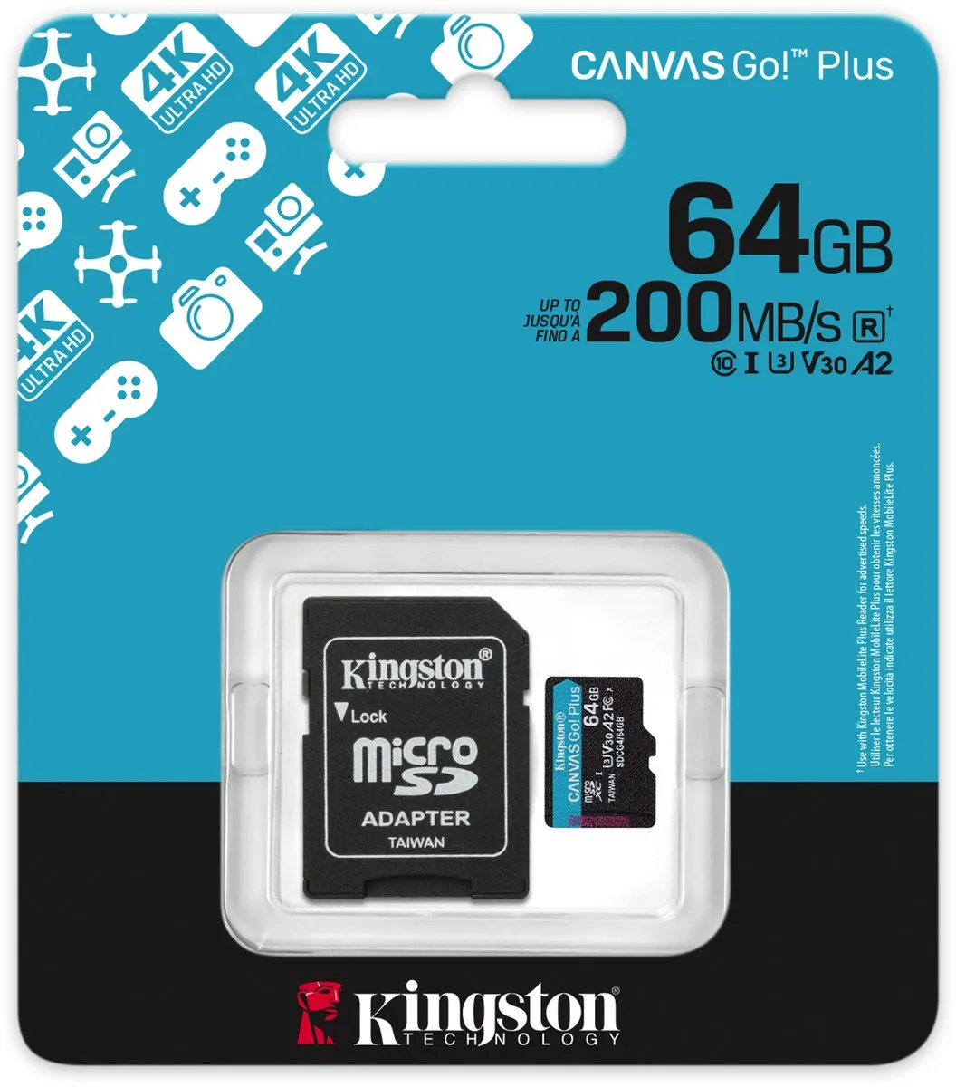Kingston microSDXC Canvas Go! Plus Gen4 SDCG4/64GB 64GB - 200MB/s - afbeelding 6 van 6