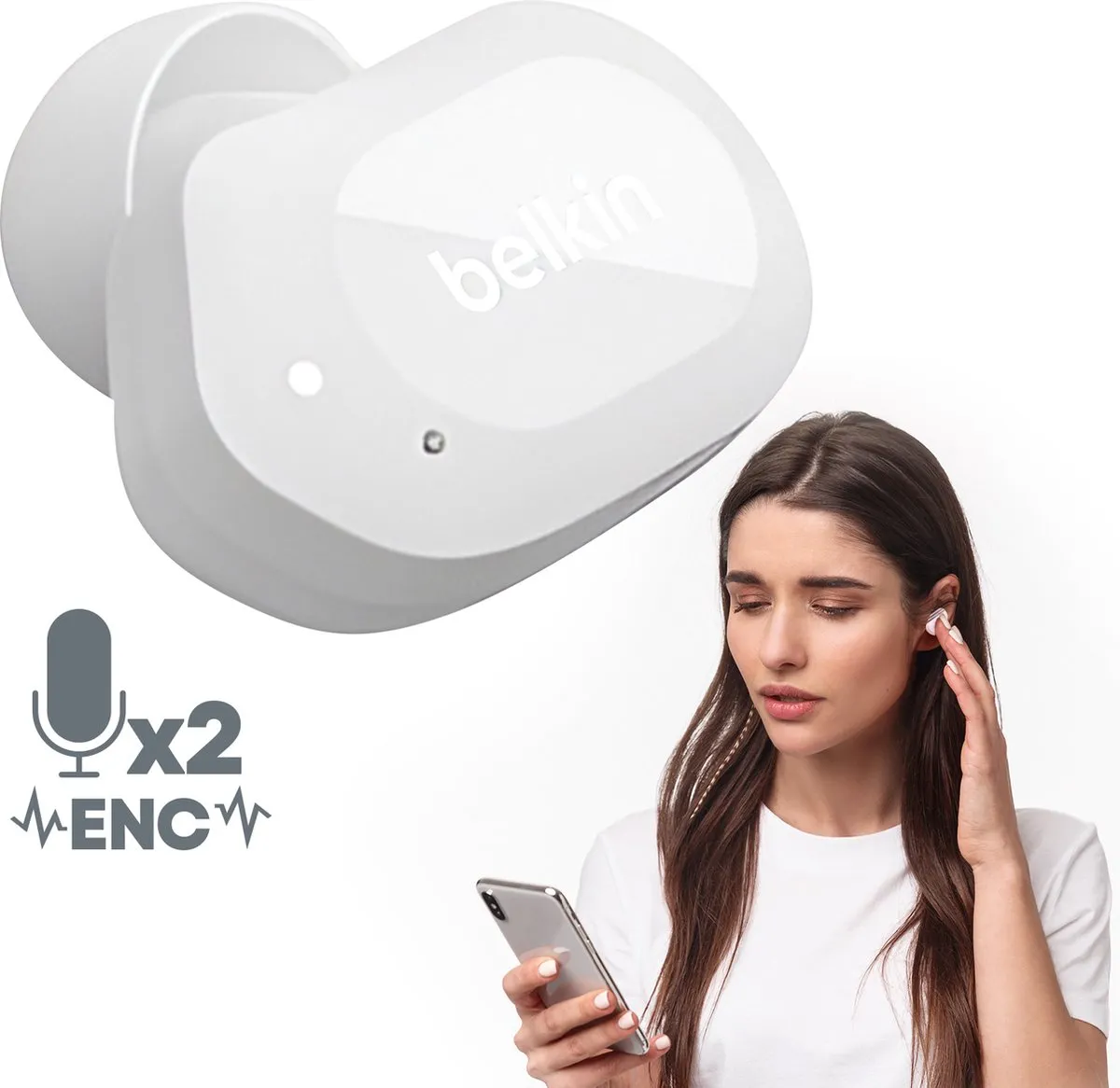 Belkin SoundForm Play TWS In-Ear Bluetooth Headset Wit - AUC005btWH