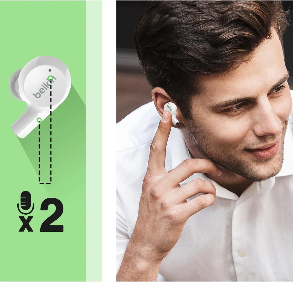 Belkin SOUNDFORM Rise AUC004btWH True Wireless Earbuds - Wit - afbeelding 6 van 6