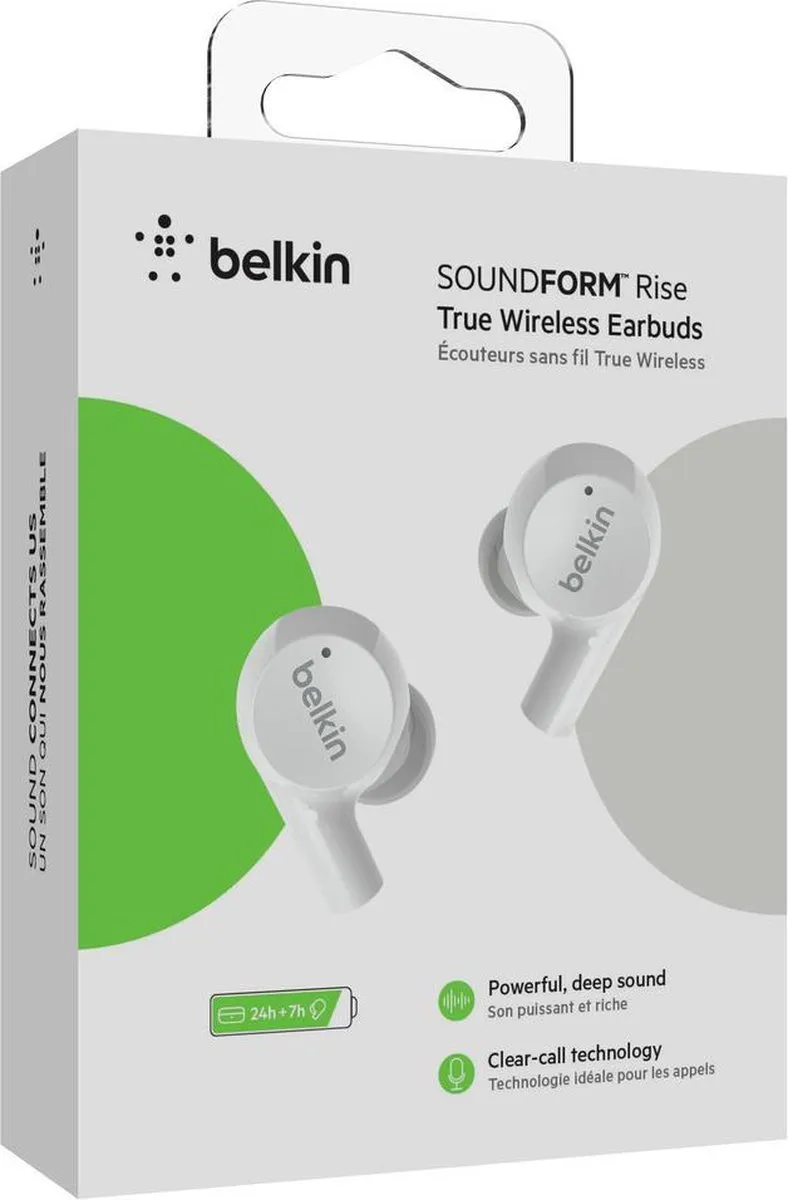 Belkin SOUNDFORM Rise AUC004btWH True Wireless Earbuds - Wit