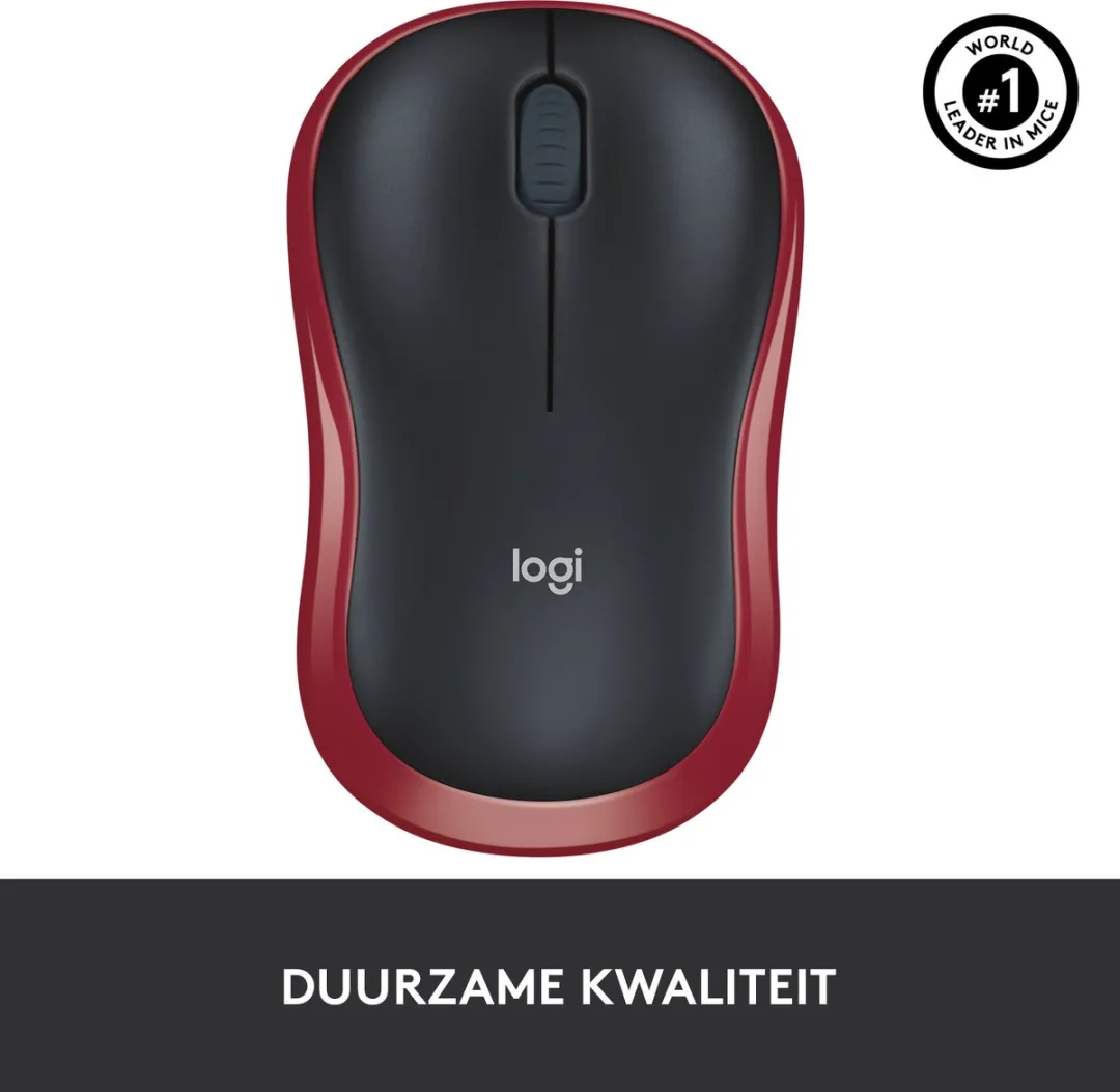 Logitech M185 Optische Muis - Rood/Zwart