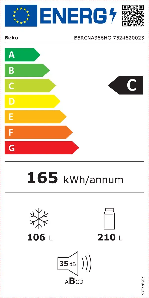 Beko B5RCNA366HG Vrijstaand Koelkast 316L - Grijs
