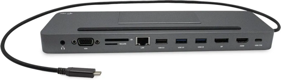 I-tec Metal SB-C C31FLATPRO100 4K 3x Display Docking Station - 85W + 100W - Grijs