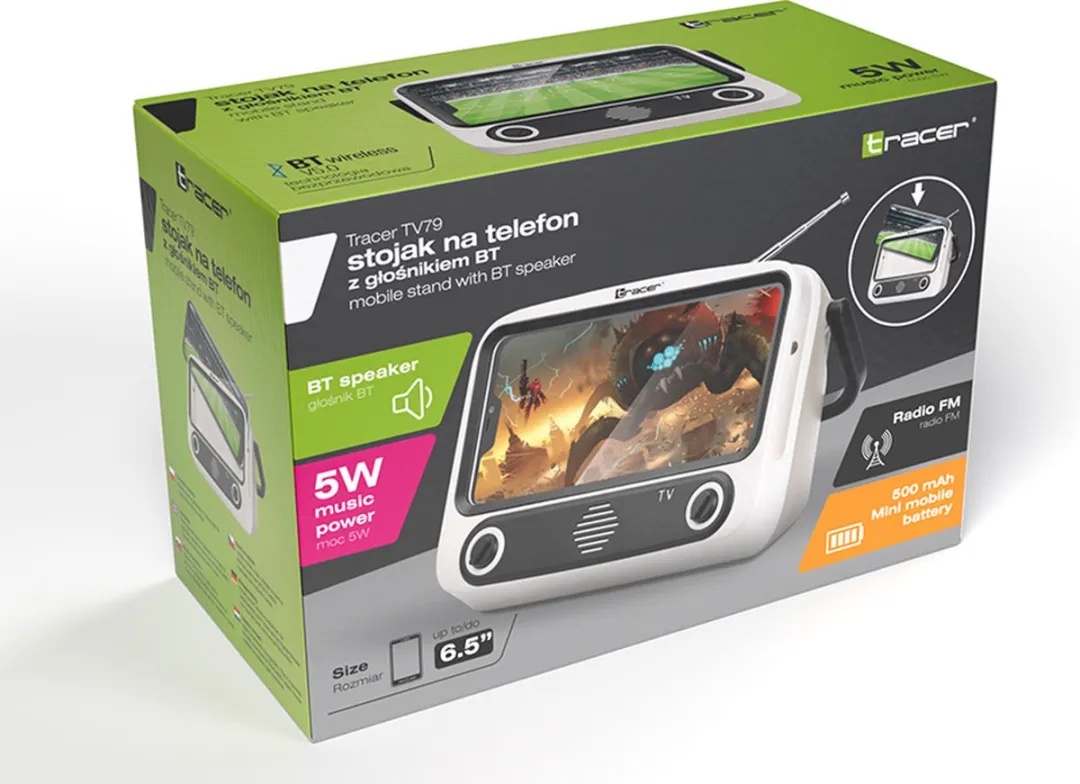 Trust Tracer TV79 Telefoonstandaard met Bluetooth Luidspreker - 6 Inch - Wit - afbeelding 3 van 6
