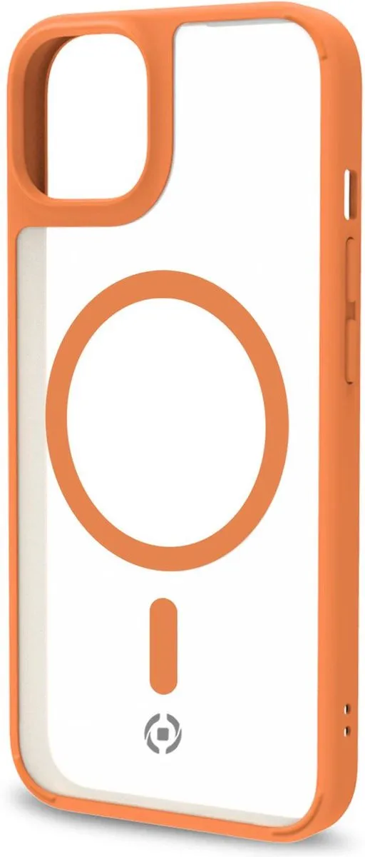 Celly MagMatt Siliconen Hoesje iPhone 14 - Transparant/Oranje - Magsafe