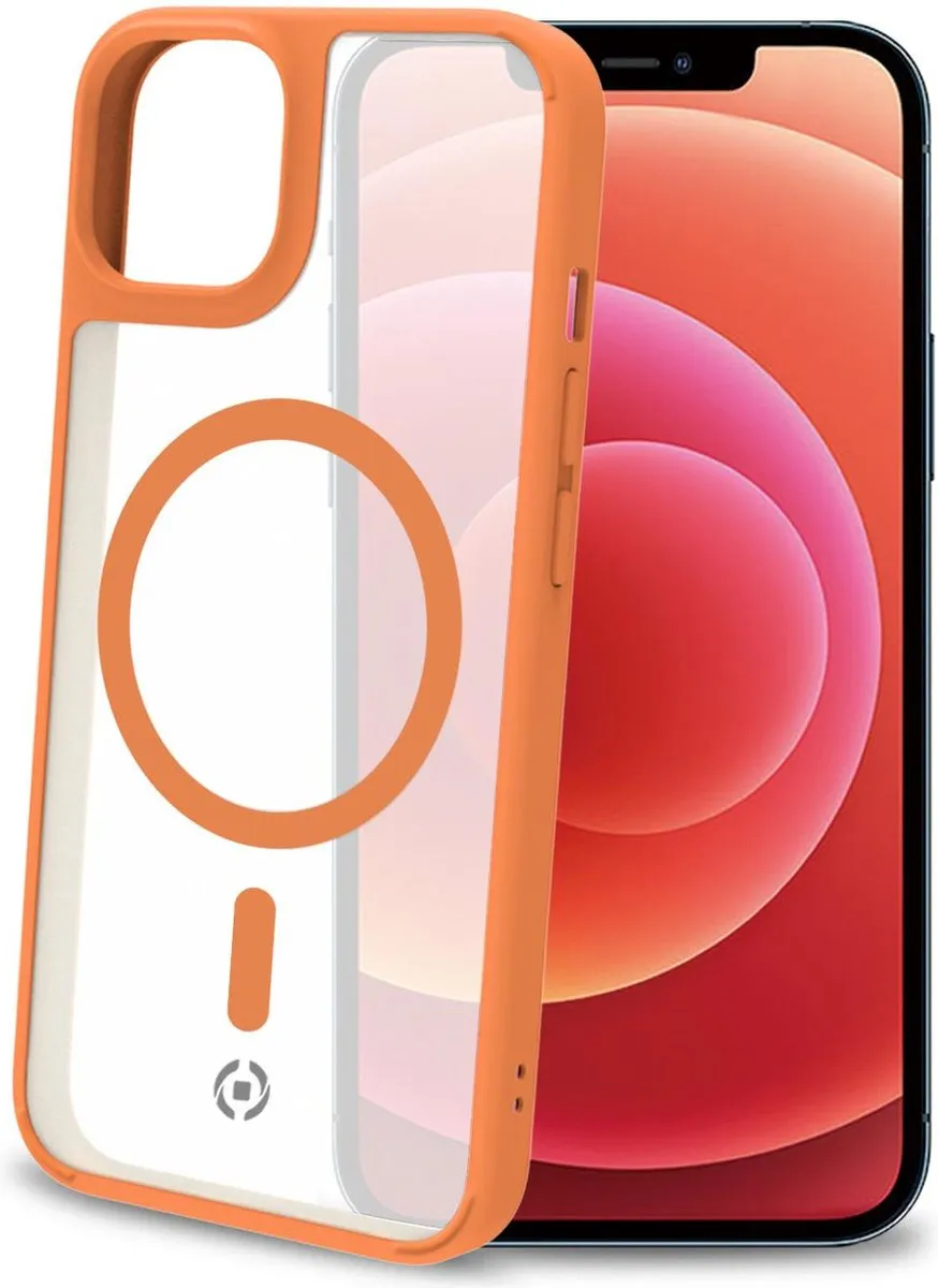 Celly MagMatt Siliconen Hoesje iPhone 14 - Transparant/Oranje - Magsafe