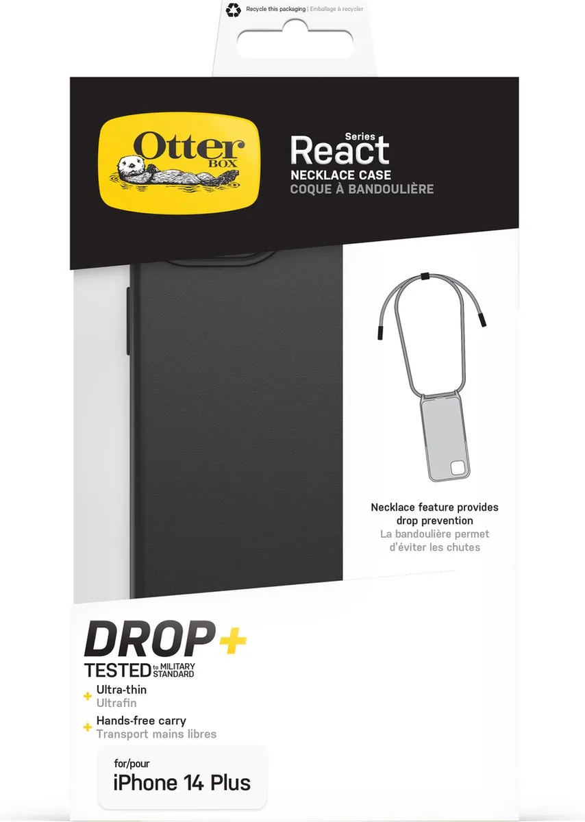 OtterBox React Necklace iPhone 14 Plus Hoesje met Koord Zwart