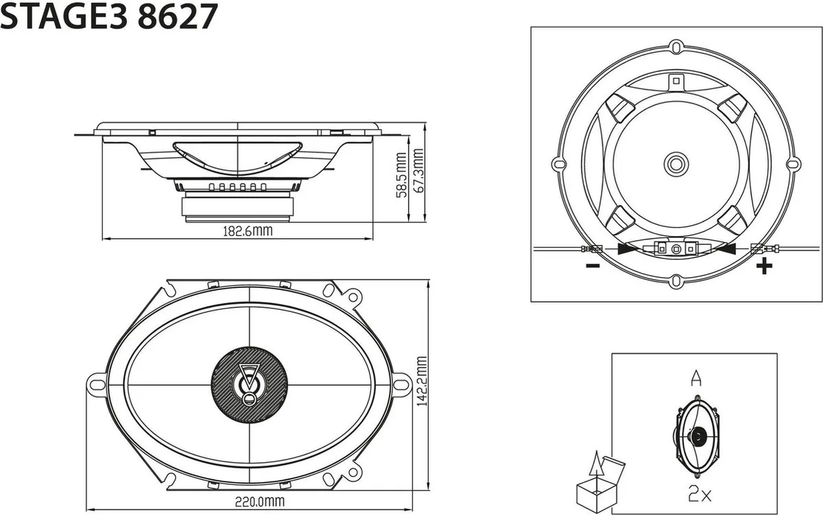 JBL Stage3 8627 Coaxiale Inbouwspeakers 250W - Zwart - afbeelding 6 van 6