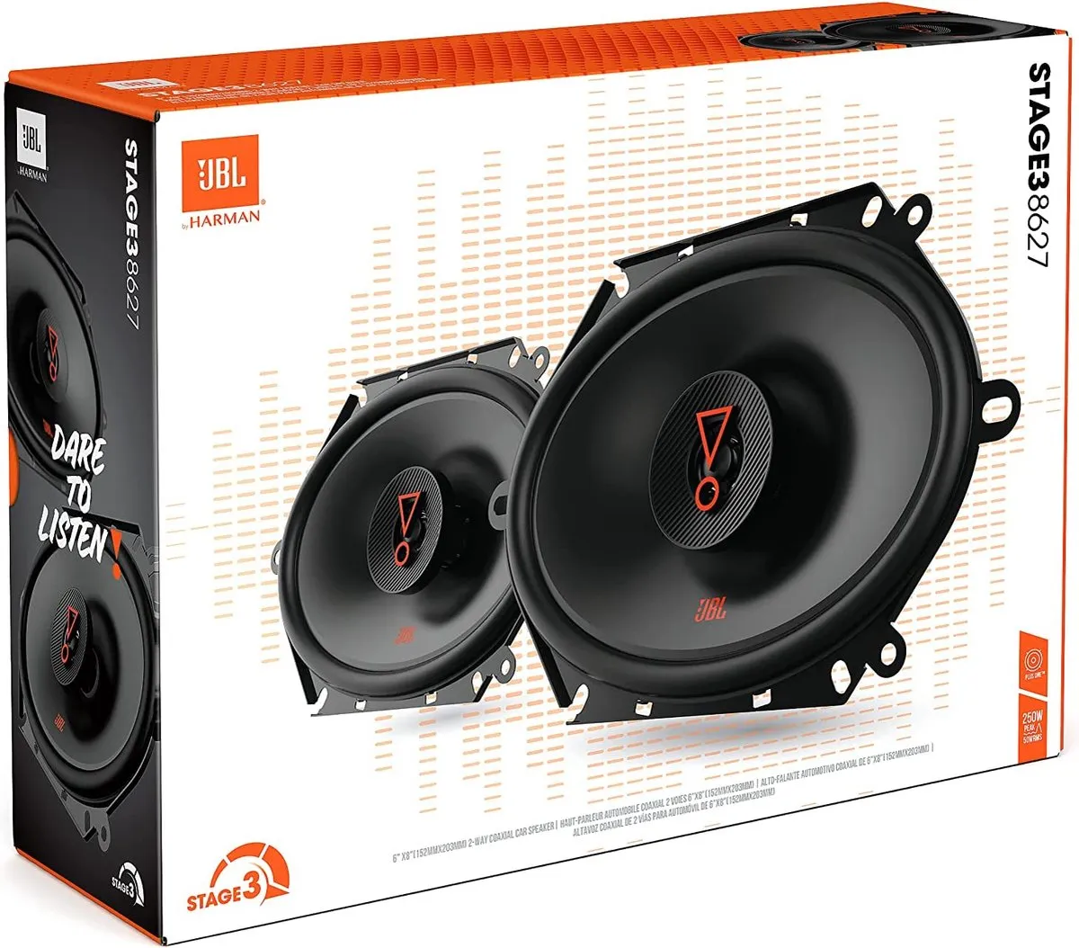 JBL Stage3 8627 Coaxiale Inbouwspeakers 250W - Zwart