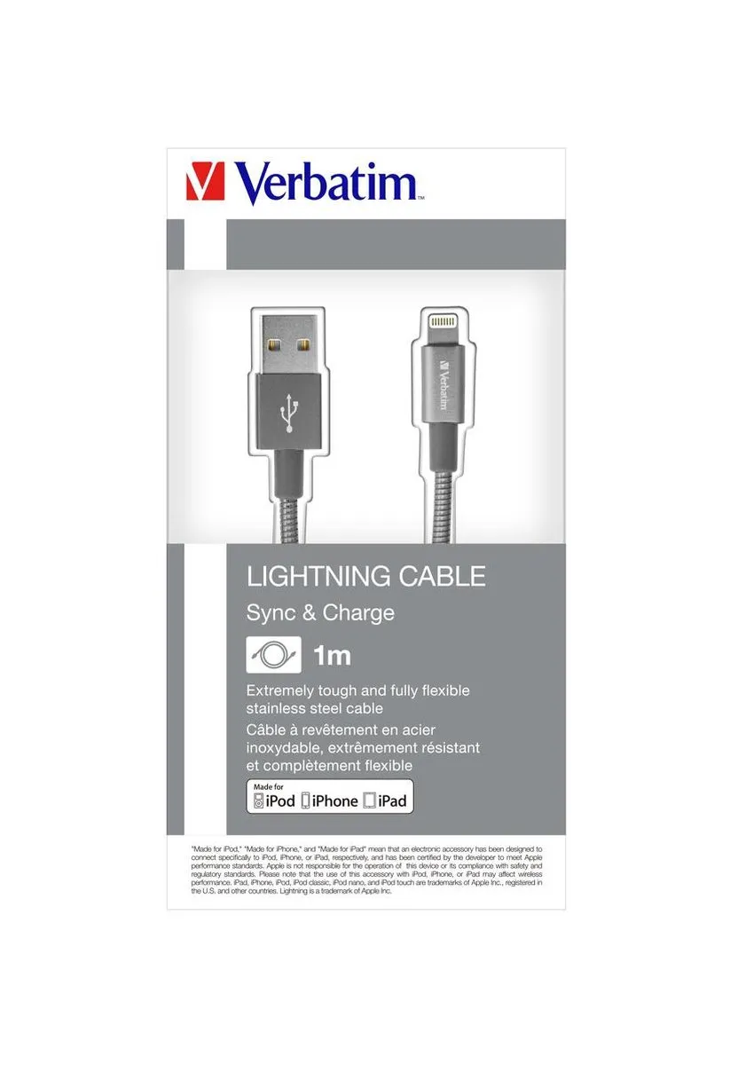 Verbatim Lightning-kabel Sync & Charge 100cm - Grijs