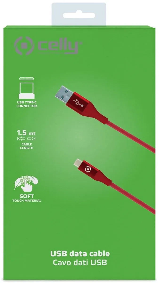 Celly Feeling Oplaadkabel 15W USB-A naar USB-C 1.0m - Rood