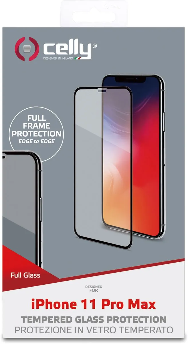 Celly Full Glass Screenprotector iPhone 11 Pro Max FULLGLASS1002BK - Zwart