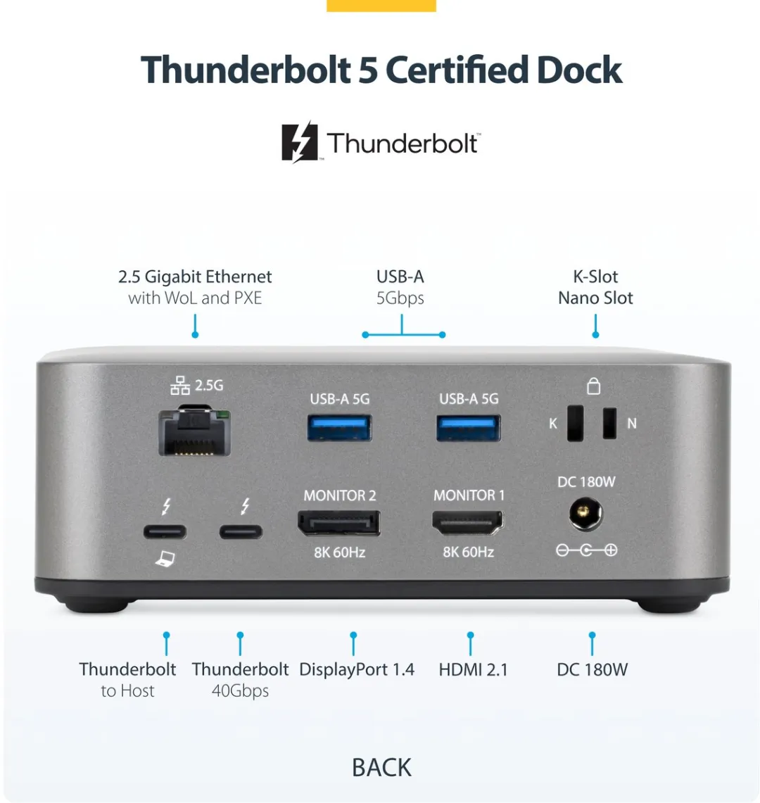 Startech 215UE-TB5USB4DOCK Thunderbolt 5 Laptopdock - Grijs - afbeelding 2 van 6