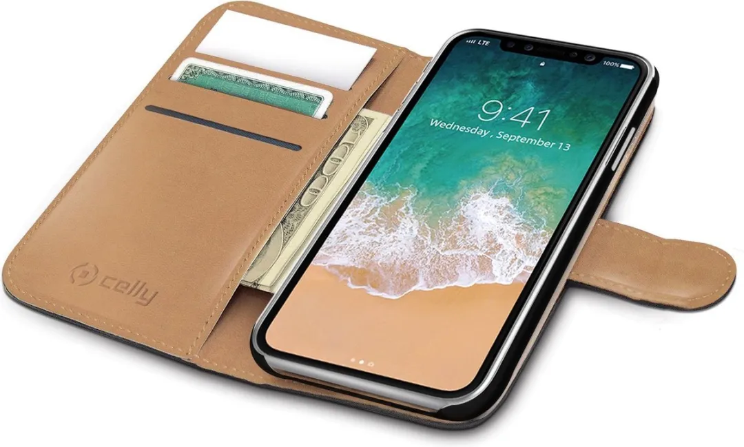 Celly Hoesje iPhone XS/X WALLY900 - 5 Stuks - Zwart