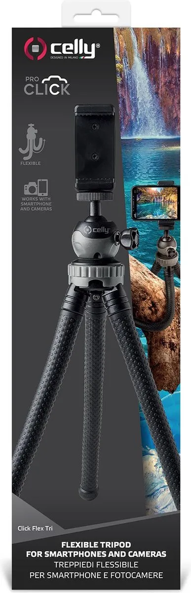 Celly Clickflextri Smartphone Statief 8021735741503 - Zwart