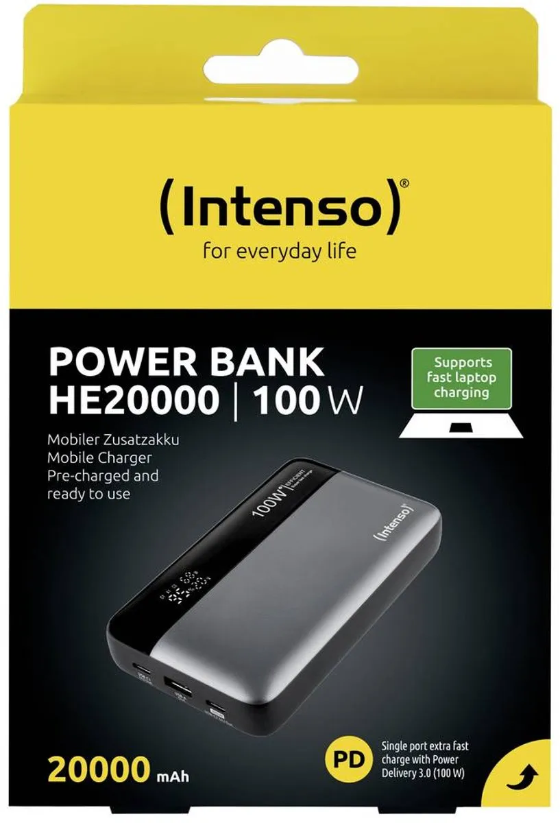 Intenso HE20000 Powerbank 20000mAh - Grijs-zwart