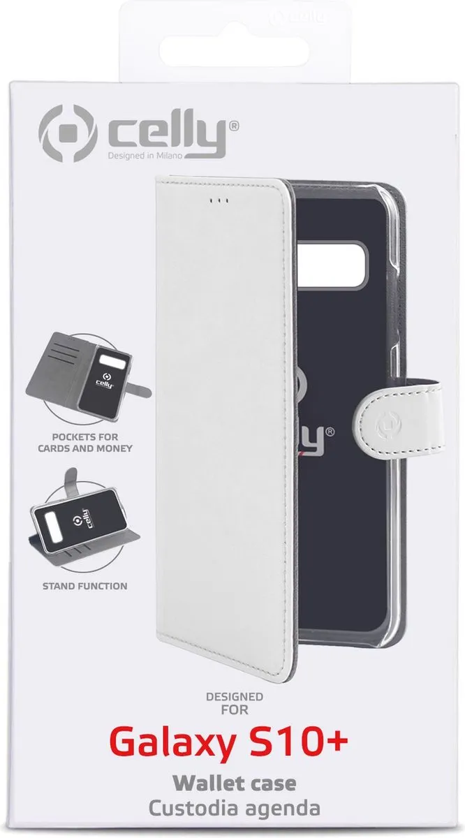 Celly Wally891WH Boekmodel Hoesje Samsung Galaxy S10+ - 3 Pasjes - Wit