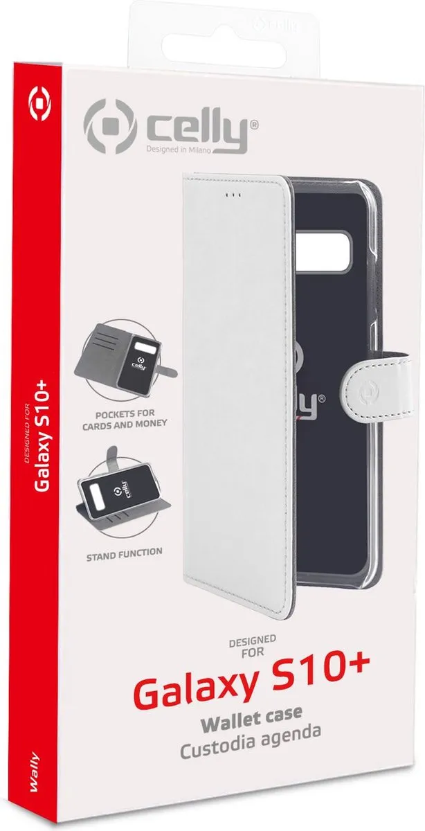 Celly Wally891WH Boekmodel Hoesje Samsung Galaxy S10+ - 3 Pasjes - Wit