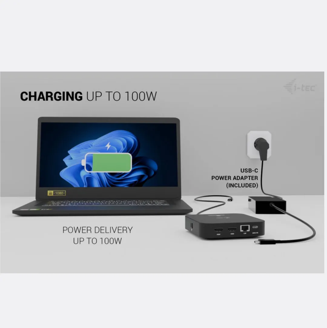 I-tec C31DUALHDMIDPD100 USB-C Docking Station - 2x HDMI 4x USB-A 2x USB-C 100W - Zwart