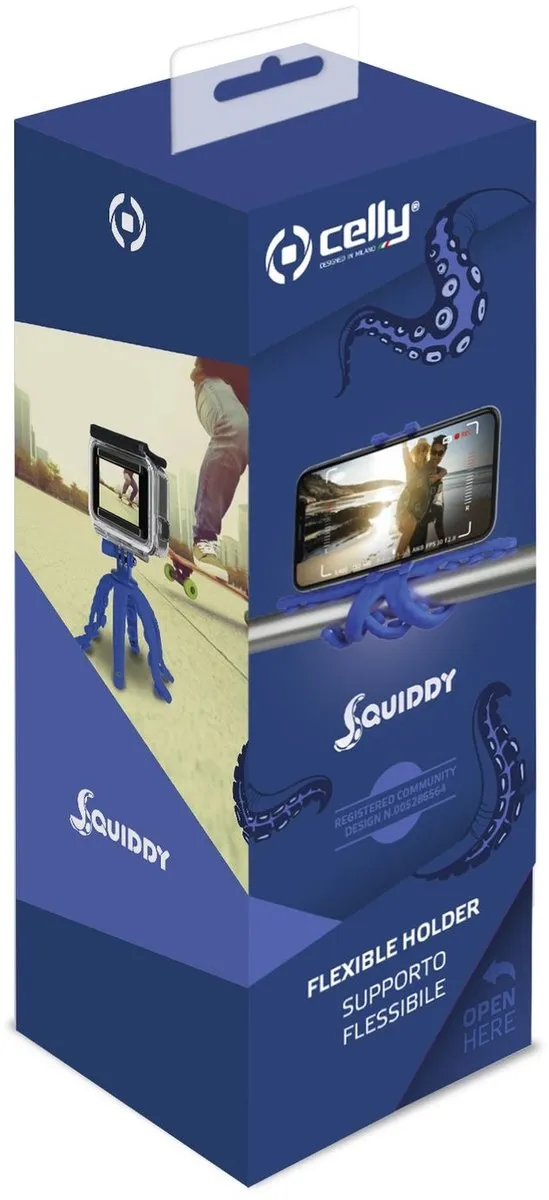 Celly Blauwe Squiddy Flexible Smartphonehouder - Blauw