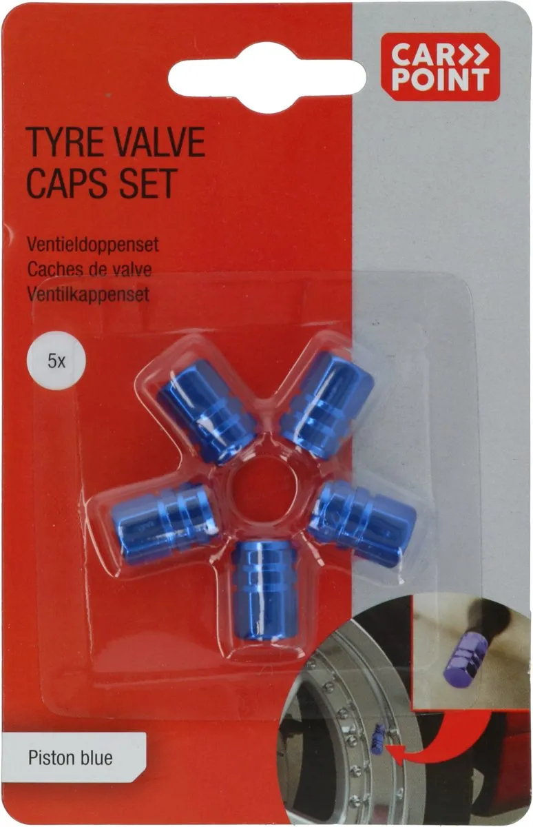 Carpoint Ventieldoppen - 5 Stuks - Blauw