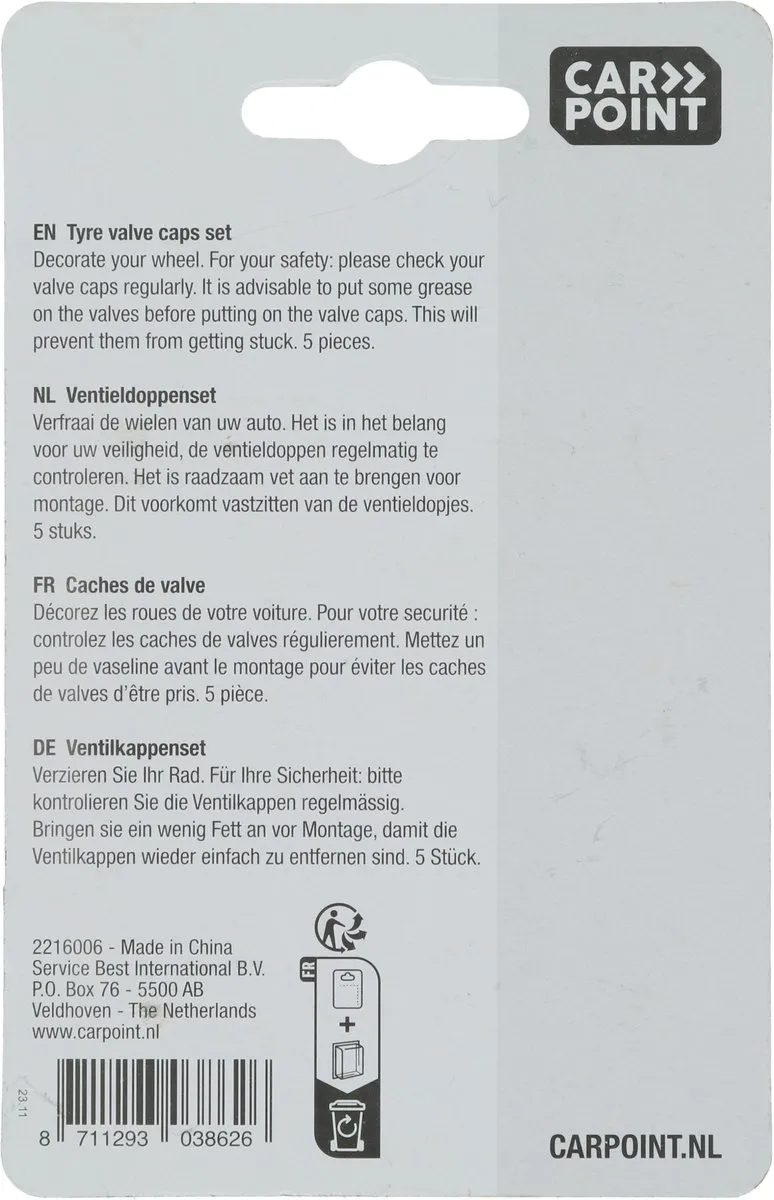 Carpoint Ventieldoppen - 5 Stuks - Blauw - afbeelding 6 van 6