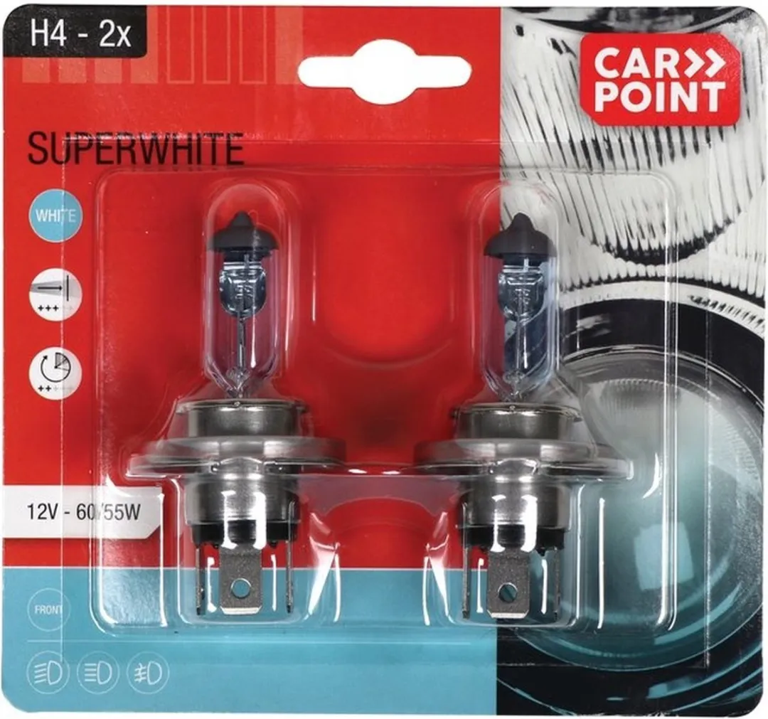 Carpoint Superwhite Halogeen H4 12V 60/55W - 2 Stuks - afbeelding 6 van 6