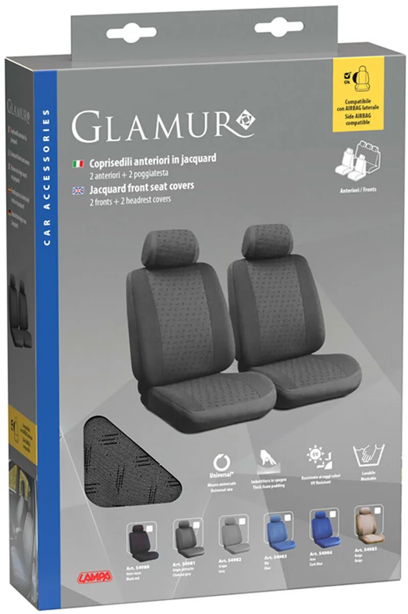 Lampa Stoelhoezen Set Voorstoelen Glamur - Antraciet