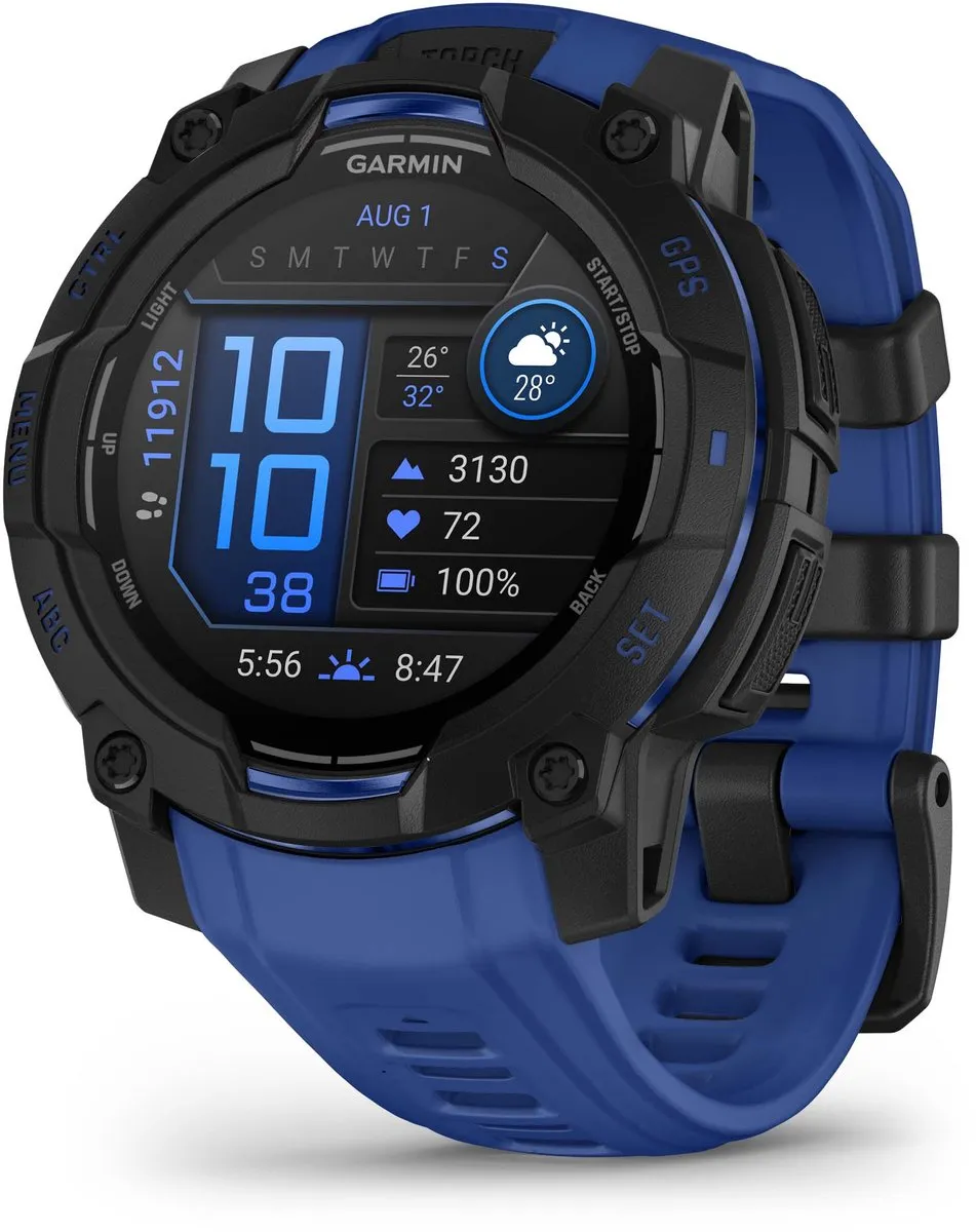 Garmin Instinct 3- Smartwatch - 45mm - AMOLED - Zwart & Blauw - Limited Edition
