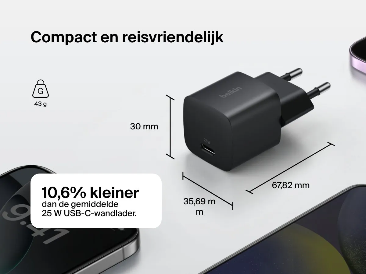 Belkin WCA012KQWH USB-C Wandlader 25W - Zwart
