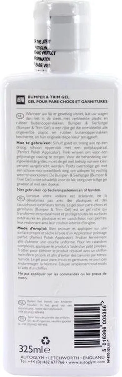 Autoglym Bumper & Trim Gel 325ml - afbeelding 2 van 3