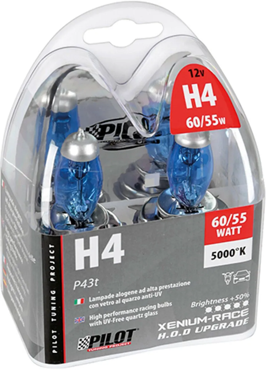Lampa 12V Xenium Race H4 Halogeenlamp 60/55W - Set van 2 - Blauw