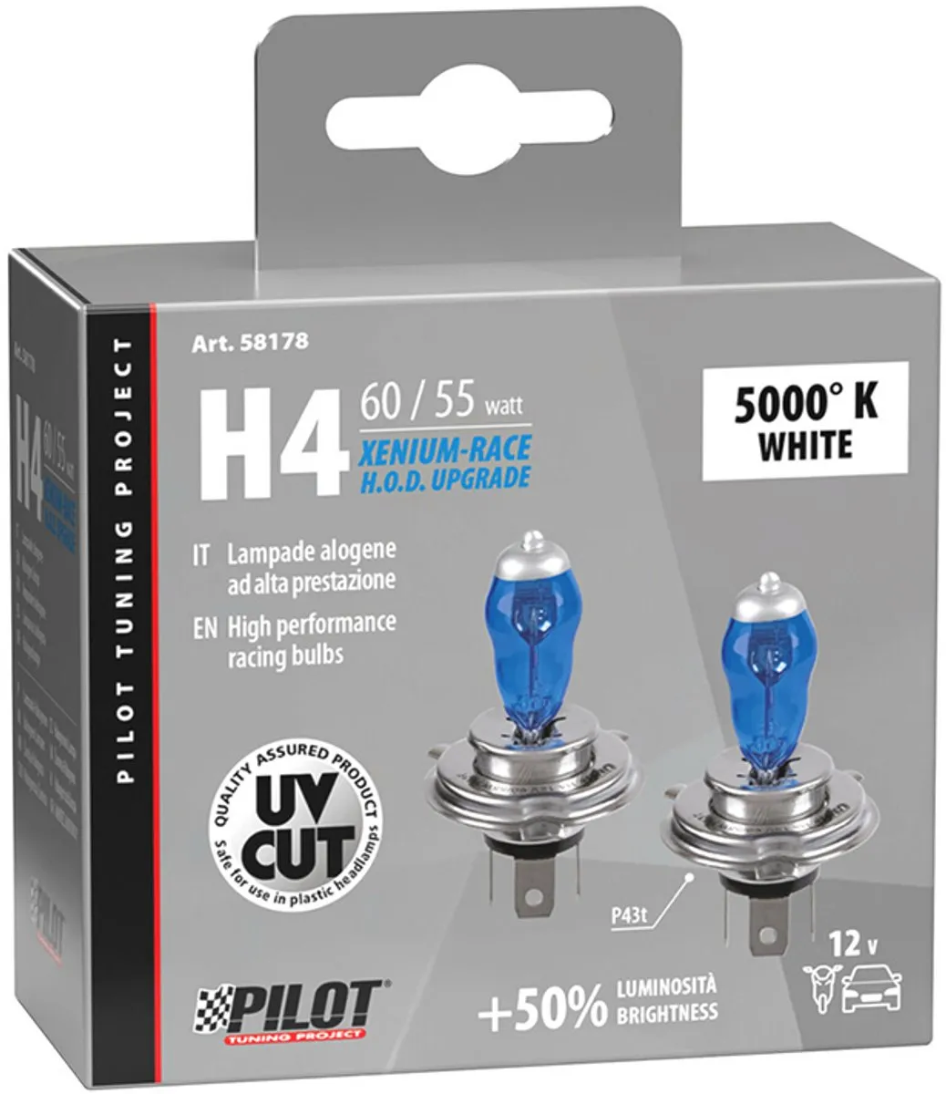 Lampa 12V Xenium Race H4 Halogeenlamp 60/55W - Set van 2 - Blauw