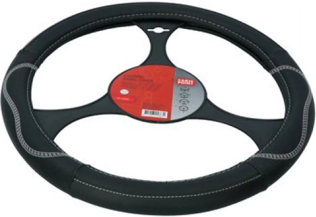 Carpoint Stuurhoes Auto PU Leer Zwart/Grijs - 37-39cm