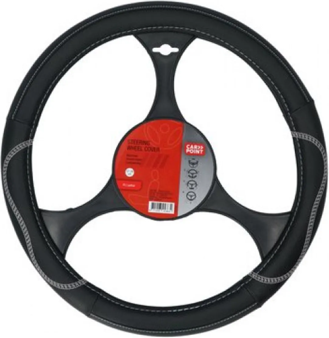 Carpoint Stuurhoes Auto PU Leer Zwart/Grijs - 37-39cm