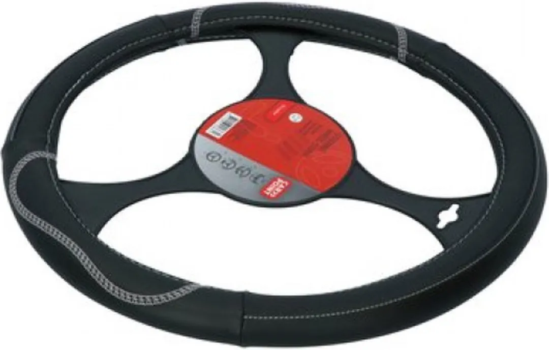 Carpoint Stuurhoes Auto PU Leer Zwart/Grijs - 37-39cm