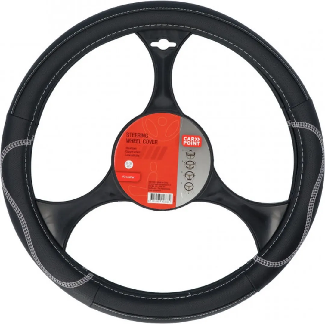 Carpoint Stuurhoes Auto PU Leer Zwart/Grijs - 37-39cm