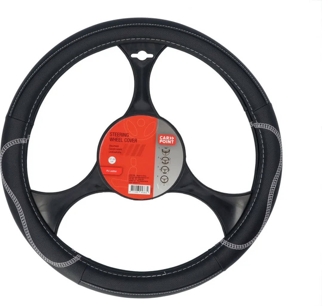 Carpoint Stuurhoes Auto PU Leer Zwart/Grijs